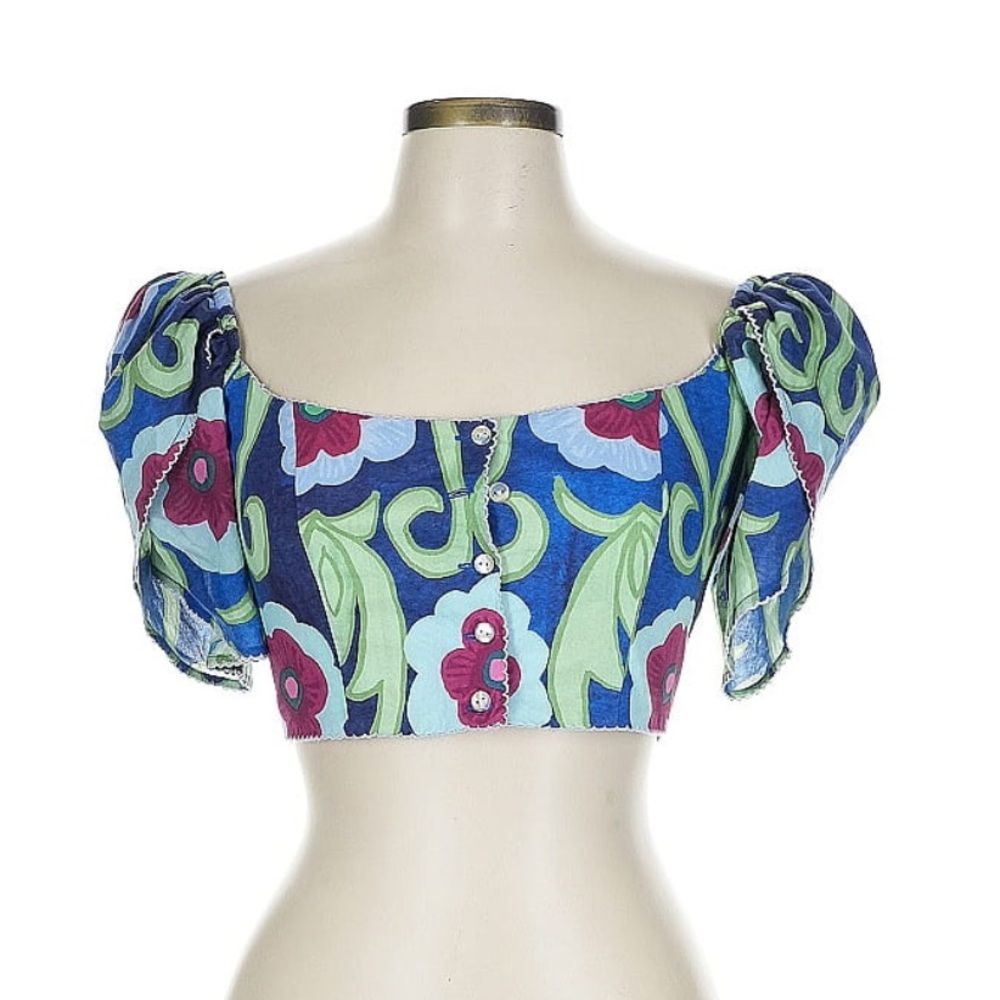 De Loreta Blue Floral Women's Top